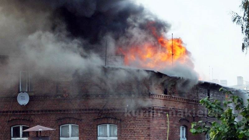 Pożar budynku przy Placu Konopnickiej w Nakle nad Notecią
