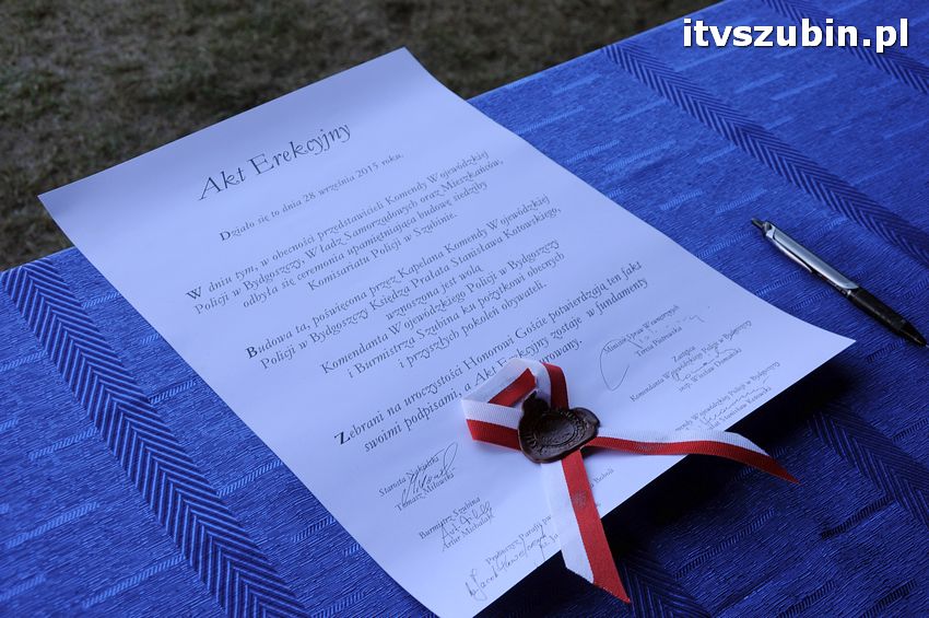 Podpisanie aktu erekcyjnego i wmurowanie kamienia węgielnego pod budowę nowego komisariatu w Szubinie