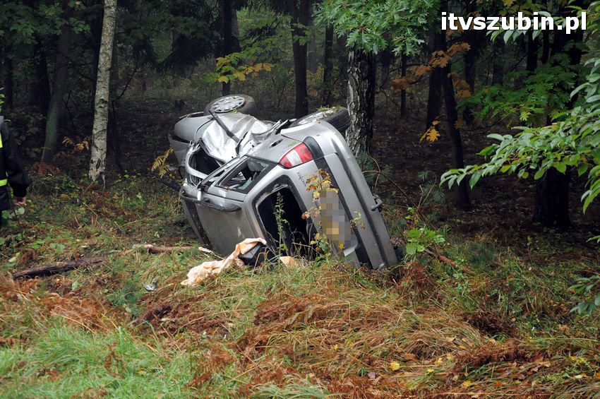 Opel Vectra wypadł z drogi