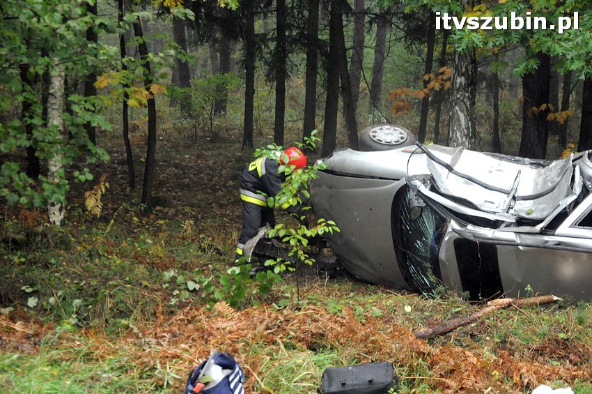 Opel Vectra wypadł z drogi