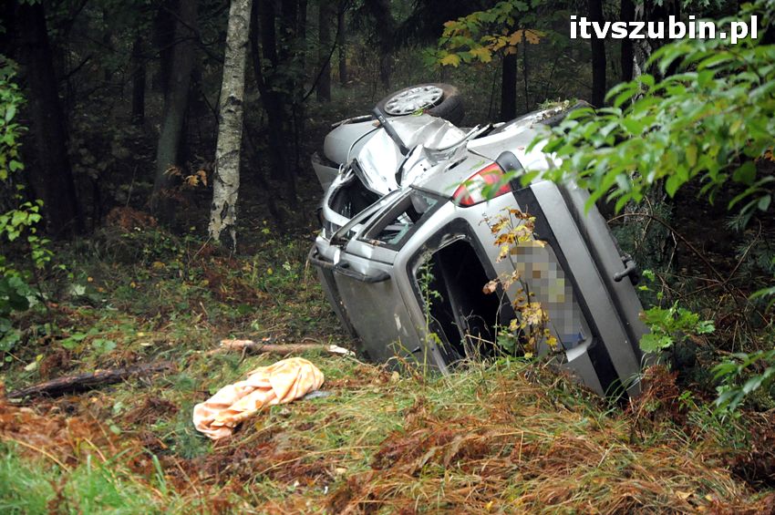 Opel Vectra wypadł z drogi