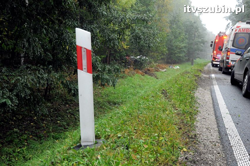 Opel Vectra wypadł z drogi