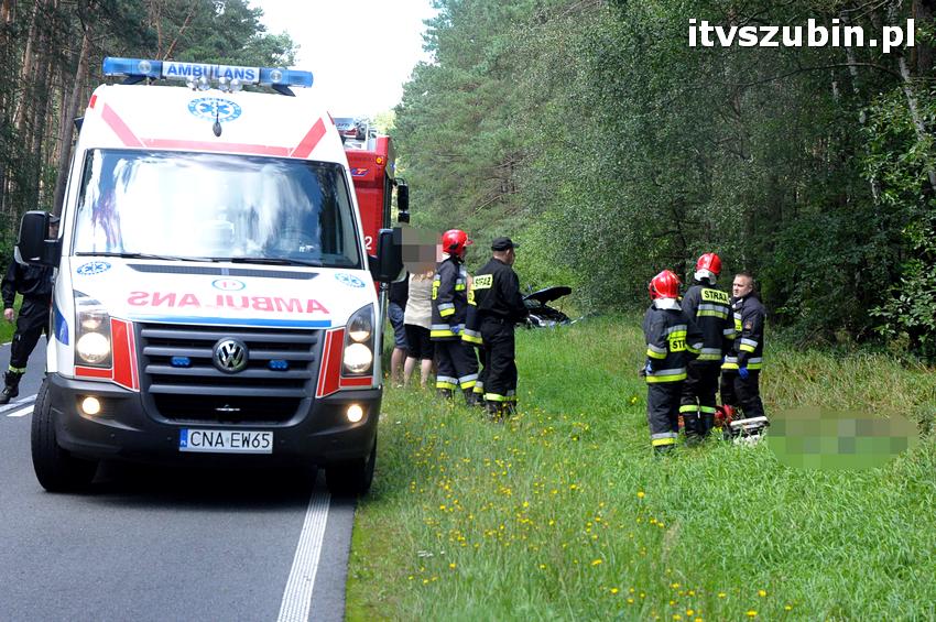 Tragiczny w skutkach wypadek na trasie Szubin - Łabiszyn. Śmierć na miejscu poniósł motocyklista