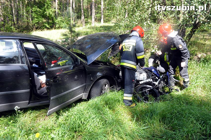 Tragiczny w skutkach wypadek na trasie Szubin - Łabiszyn. Śmierć na miejscu poniósł motocyklista