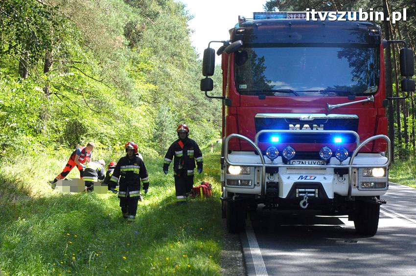 Tragiczny w skutkach wypadek na trasie Szubin - Łabiszyn. Śmierć na miejscu poniósł motocyklista