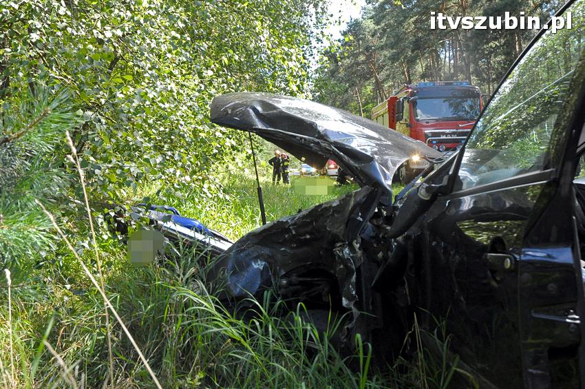 Tragiczny w skutkach wypadek na trasie Szubin - Łabiszyn. Śmierć na miejscu poniósł motocyklista