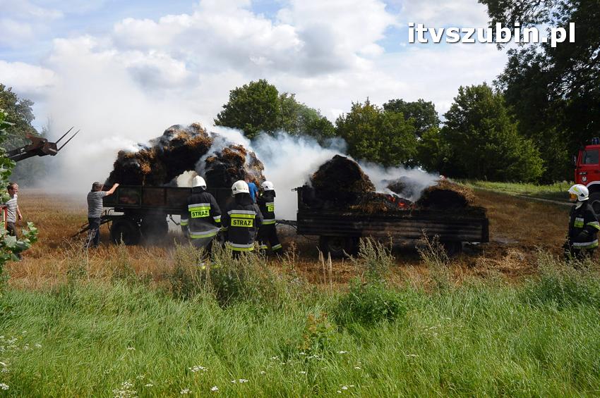 Pożar przyczep ze słomą na krajowej piątce
