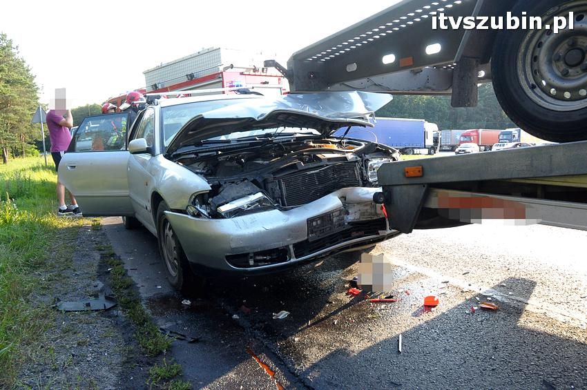 Kolizja 4 pojazdów na krajowej piątce w Nowym Świecie