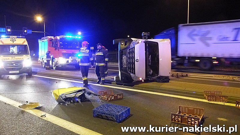 Nocne zderzenie samochodów na obwodnicy Nakła nad Notecią