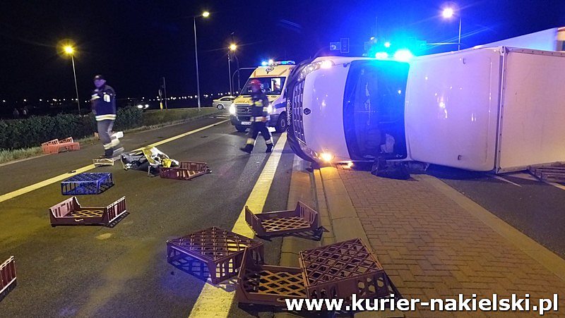 Nocne zderzenie samochodów na obwodnicy Nakła nad Notecią