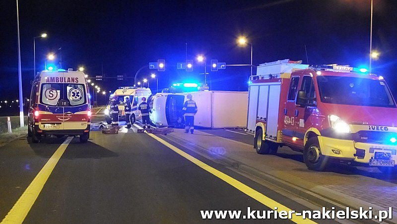 Nocne zderzenie samochodów na obwodnicy Nakła nad Notecią