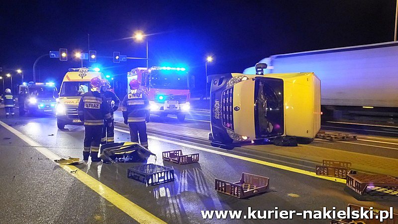 Nocne zderzenie samochodów na obwodnicy Nakła nad Notecią