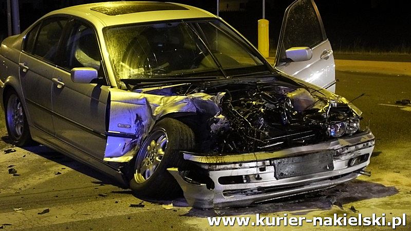 Nocne zderzenie samochodów na obwodnicy Nakła nad Notecią