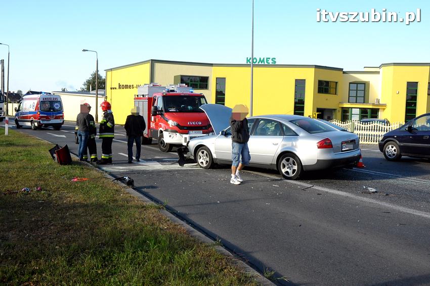 Trzy osoby trafiły do szpitala, to efekt porannej kolizji w Szubinie