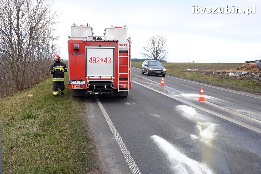 Kierowca peugeota ściął dwa znaki przed Wolwarkiem