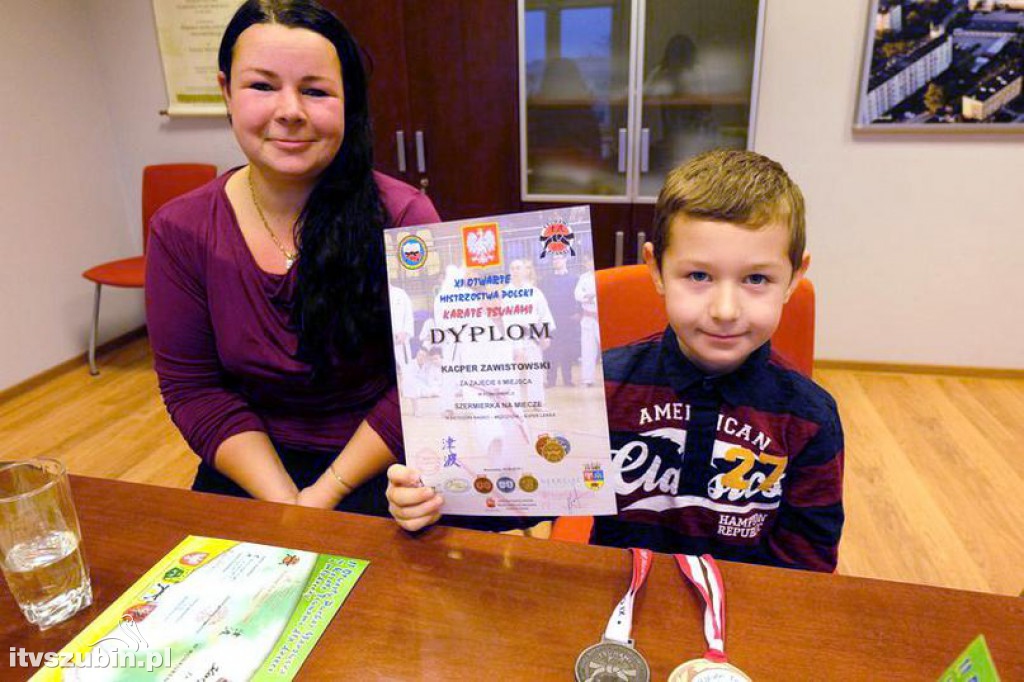 Mały Wielki Mistrz z wizytą u Burmistrza Szubina