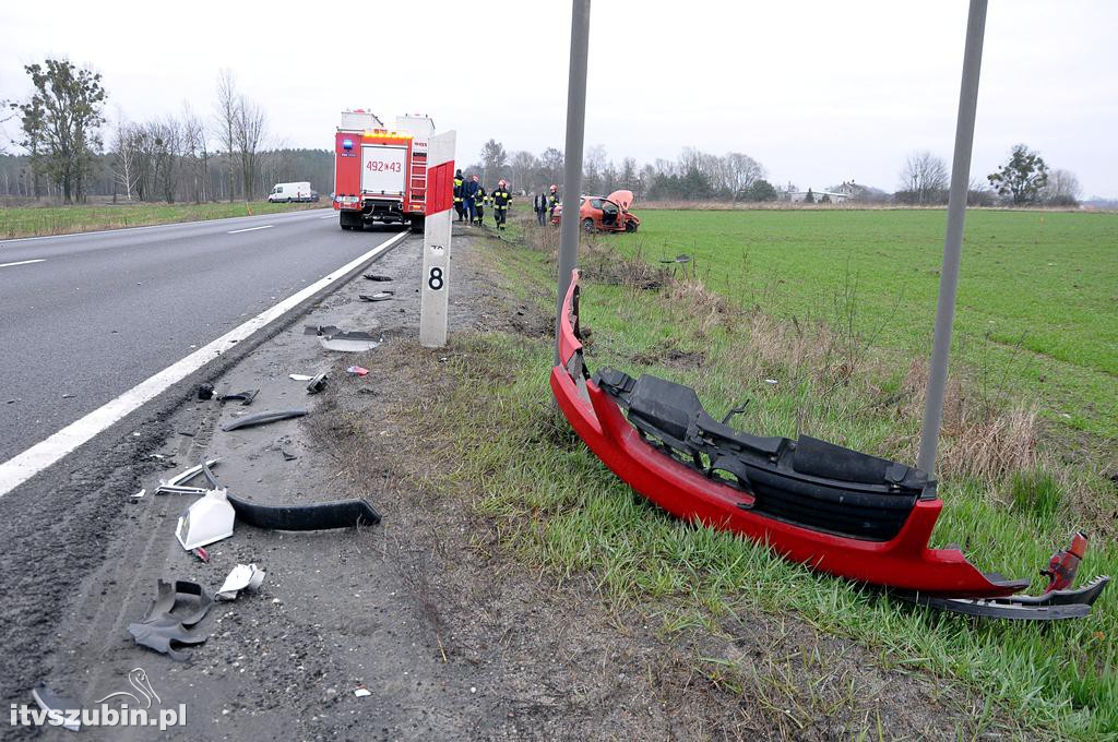 Kolizja dwóch osobówek w Łachowie DK5