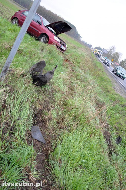 Kolizja dwóch osobówek w Łachowie, DK5