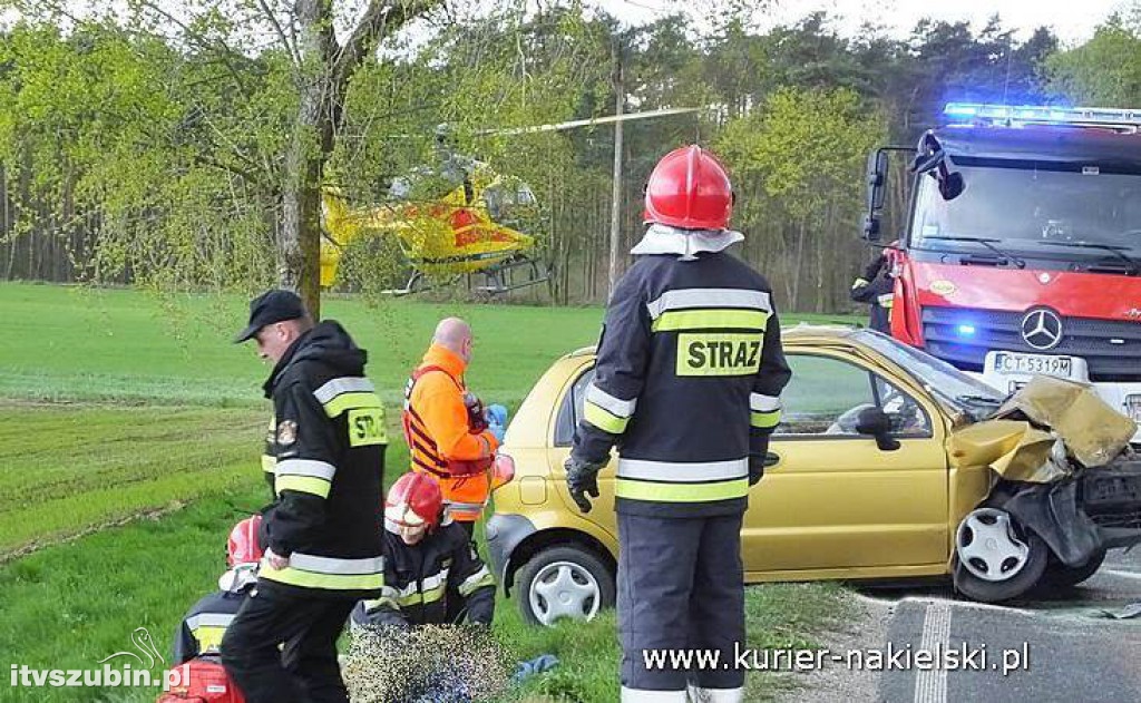 Wypadek dwóch samochodów osobowych pod Paterkiem