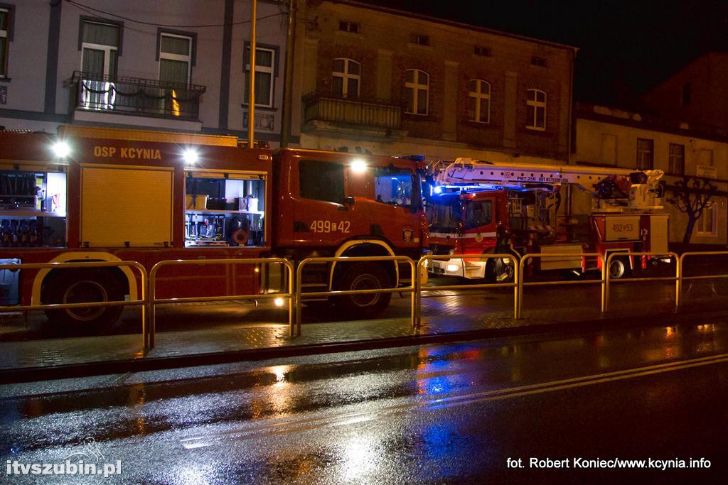 Nocny pożar kamienicy w Kcyni