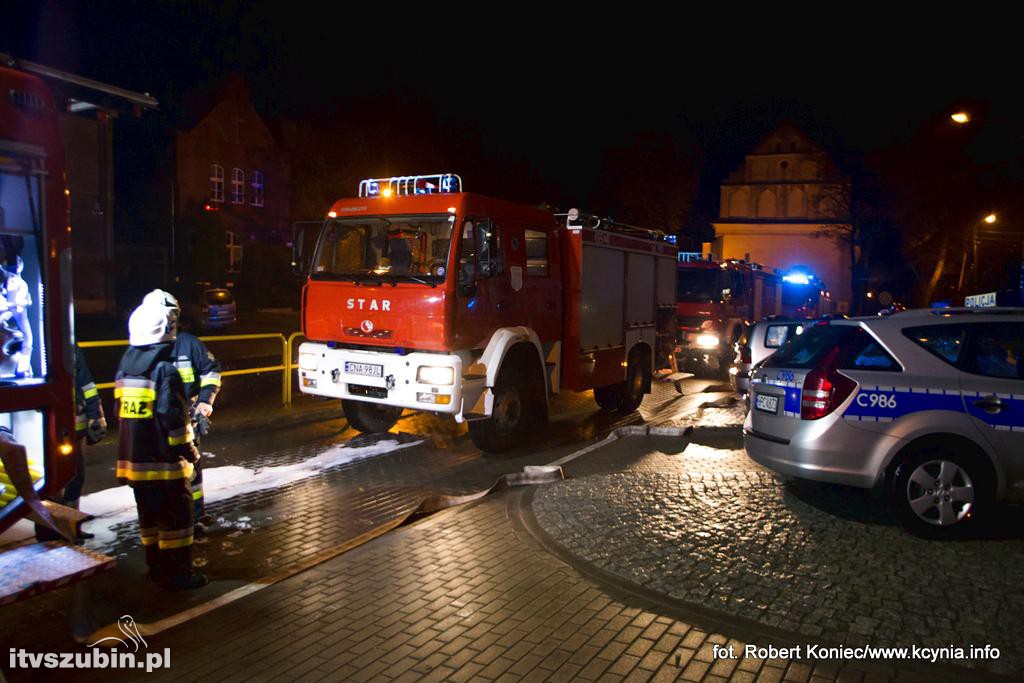Nocny pożar kamienicy w Kcyni