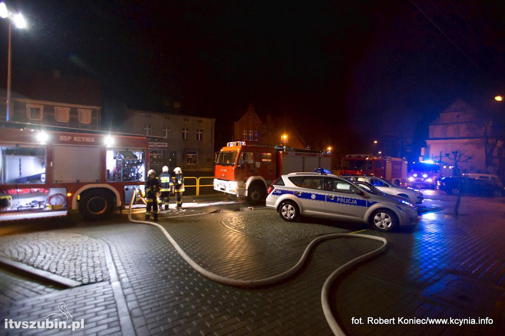 Nocny pożar kamienicy w Kcyni