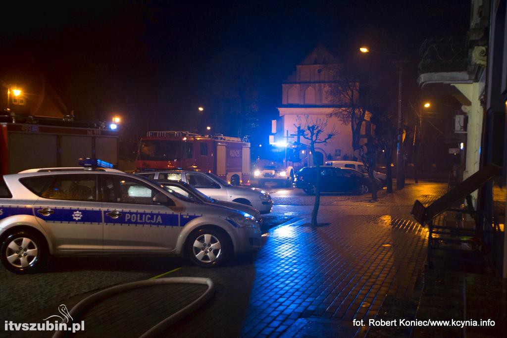 Nocny pożar kamienicy w Kcyni