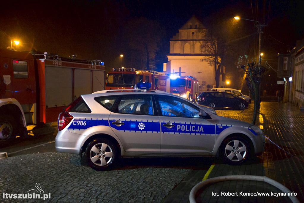 Nocny pożar kamienicy w Kcyni