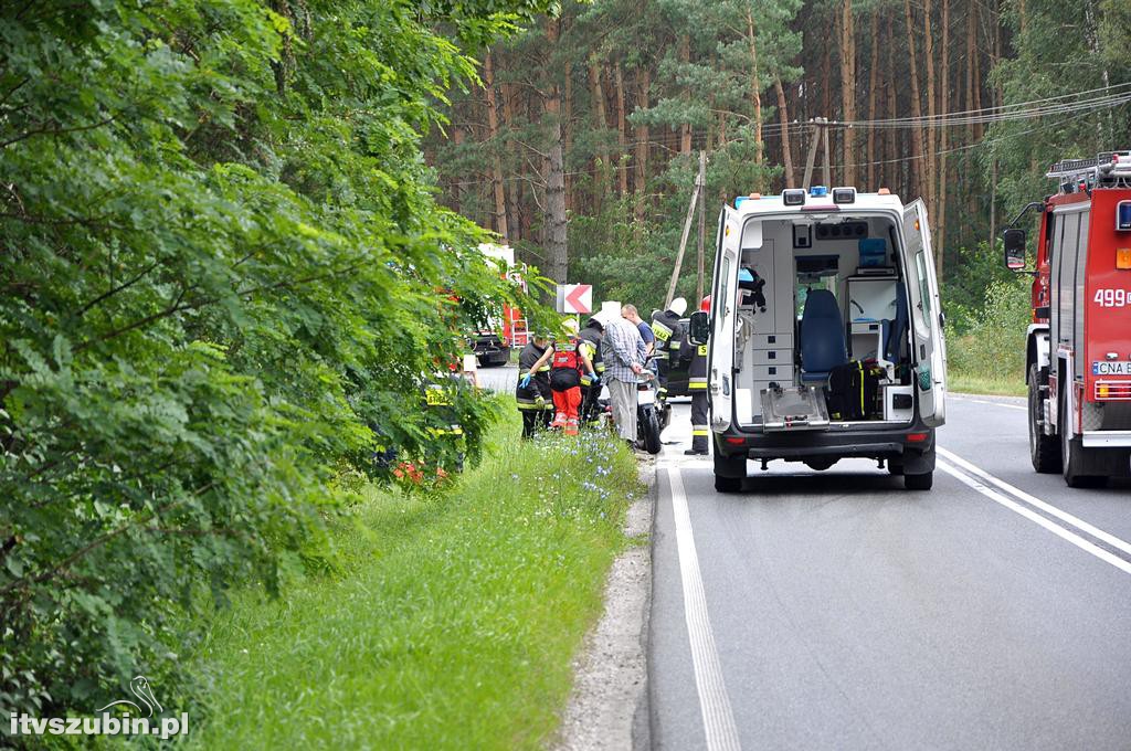 Kolizja suva z motocyklem, kierujący jednośladem w szpitalu