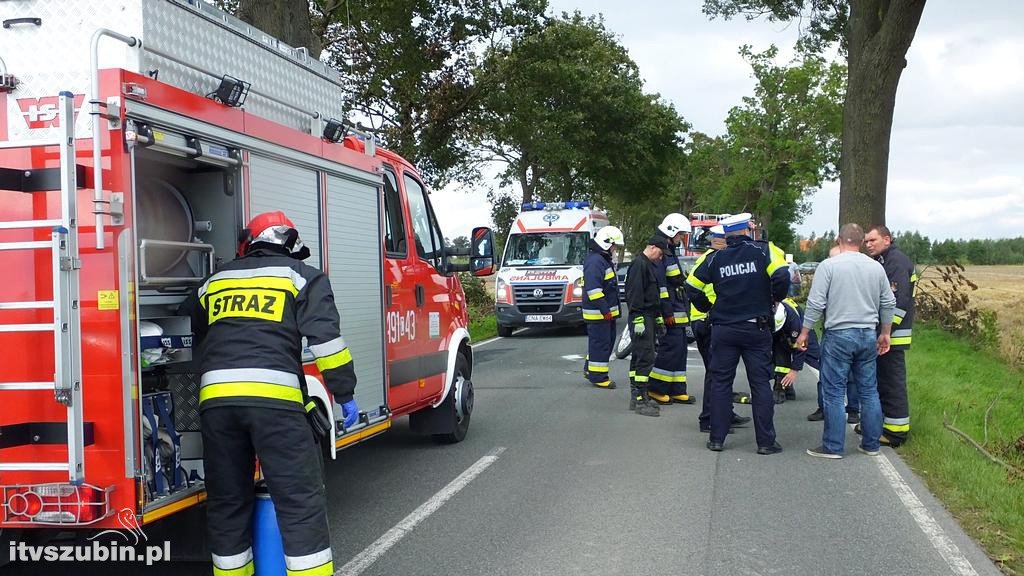 69 letni motocyklista z poważnymi obrażeniami ciała zabrany do szpitala