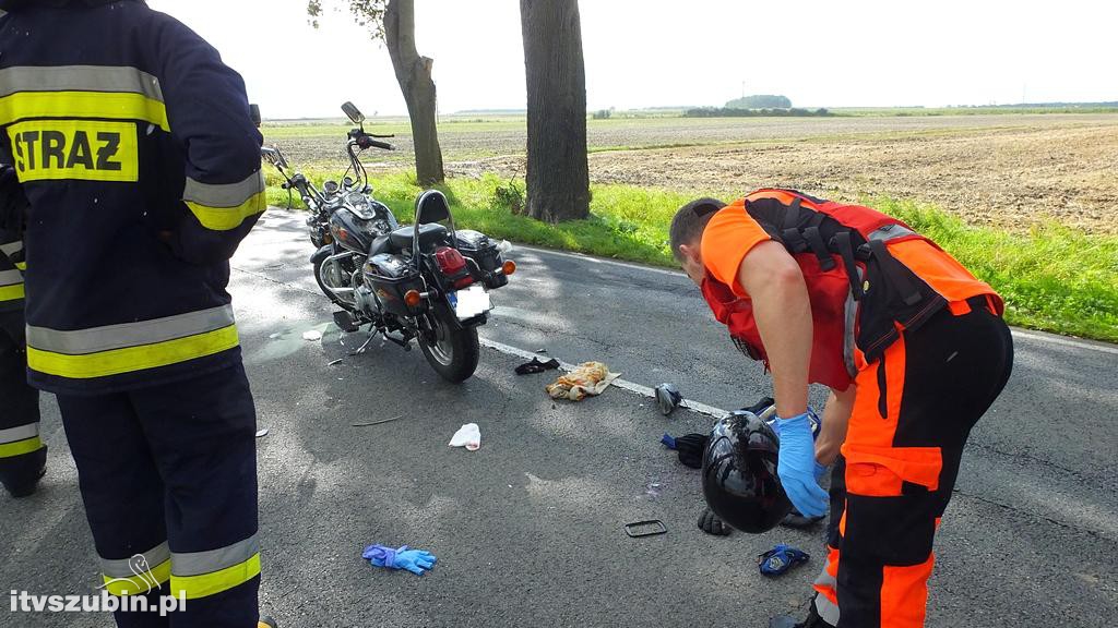 69 letni motocyklista z poważnymi obrażeniami ciała zabrany do szpitala