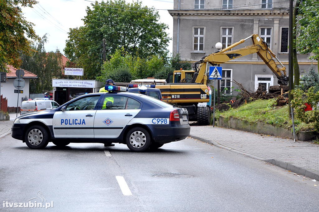 Podczas prac budowlanych przerwano rurociąg gazu ziemnego