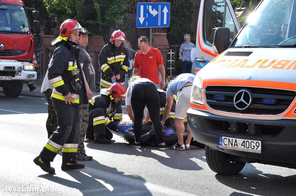 Wypadek motocyklisty w centrum Szubina