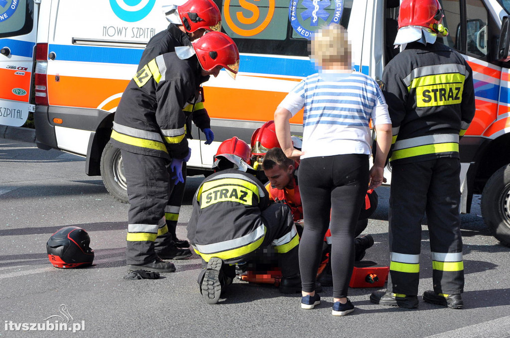 Wypadek motocyklisty w centrum Szubina