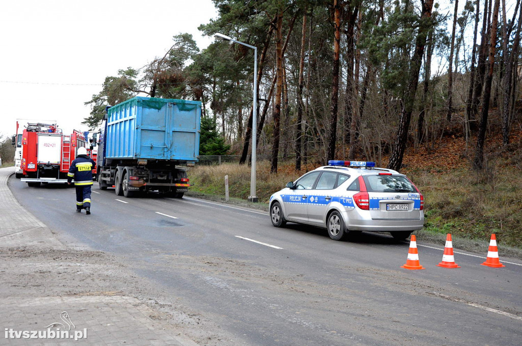 Kolizja dwóch ciężarówek w Szubinie