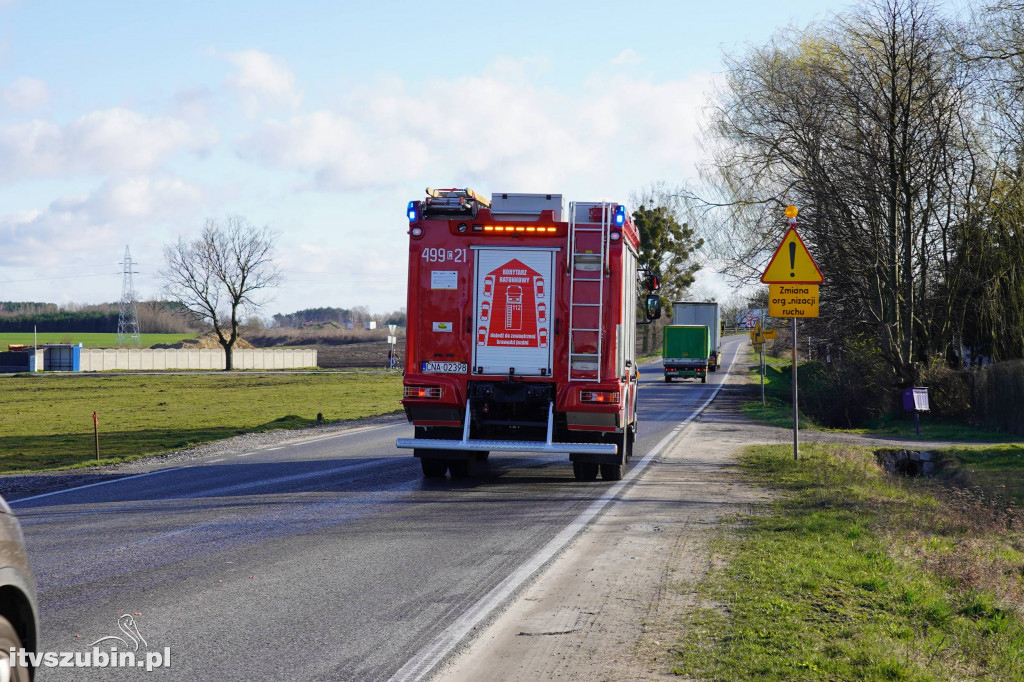 Odpady mięsne na DK 5 usuwali szubińscy strażacy
