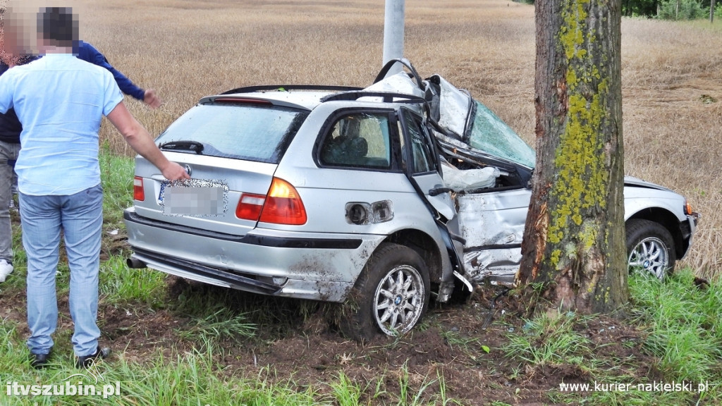 BMW uderzyło w drzewo na DW 246