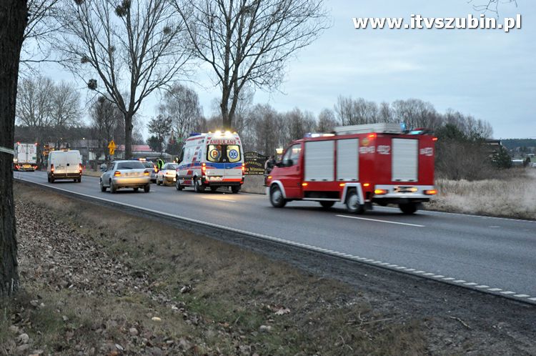 Potrącenie rowerzysty na krajowej piątce przed Kołaczkowem 
