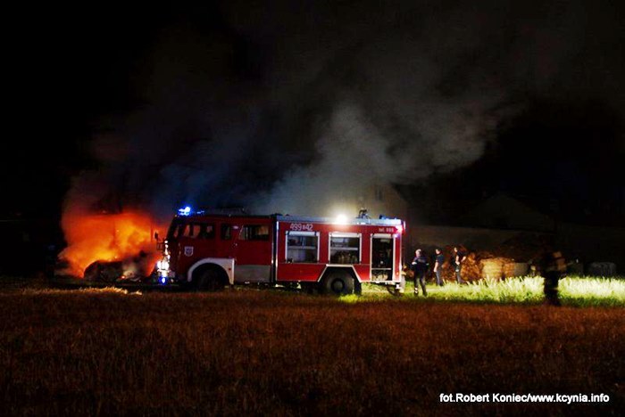 Nocny pożar w Kcyni