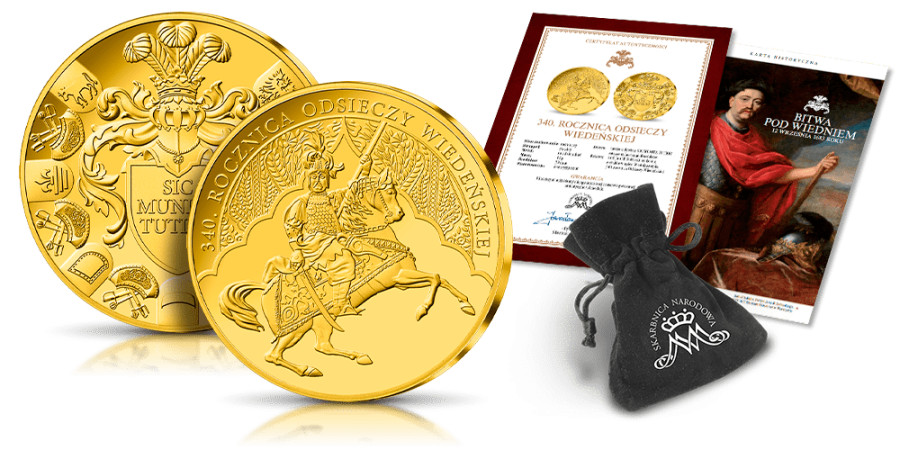 materiały partnera Złote monety kolekcjonerskie wybite w ograniczonym nakładzie, upamiętniające konkretne tematy i wydarzenia, w tym monety typu Odsiecz Wiedeńska z oferty Skarbnicy Narodowej